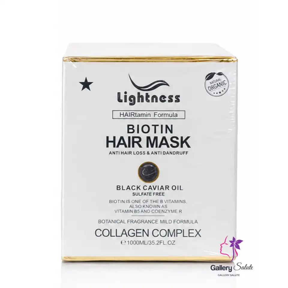 ماسک مو لایتنس بیوتین حاوی روغن خاویار سیاه – Lightness Biotin Black Caviar Oil Hair Mask
